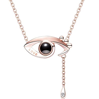 Shirylzee 100 Sprachen Ich Liebe Dich Kette 925 Silber Halskette Anhänger Projektion Silberkette Damen Memory Love Kette Frau