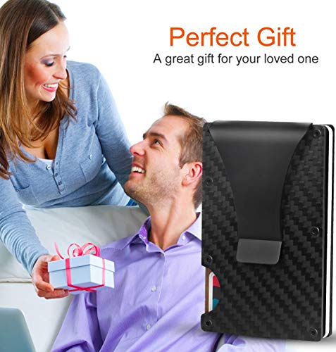 iMounTEK Premium Ultra-Slim RFID Blocking Minimalist Wallet W/Cash Clip. High Capacity, Carbon Fiber, Anti Scan Credit Card Holder Card Protector For Men - BLACK
