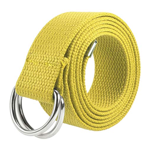 Gelante Canvas Web D Ring Belt Silver Buckle Military Style for men & women 1 or 3 pcs 2052-Yellow (S/M)