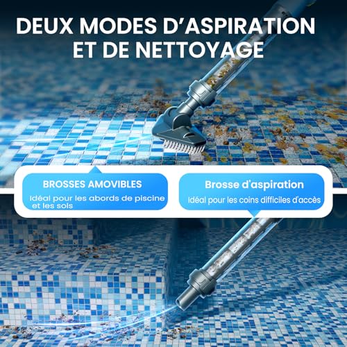 Aspirateur de Piscine sans Fil à Batterie avec Forte Puissance d'aspiration et Batterie Rechargeable pour Hot tubs, spas et Petites piscines