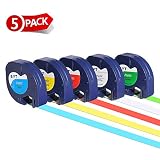 Dymo Letratag Refills, Chiphell Multi-Color Plastic Label Tape Set, Compatible with Dymo Label Maker LT-100H LT-100T LT-QX50, 12mm x 4m (1/2 Inch x 13 Feet), 5-Pack