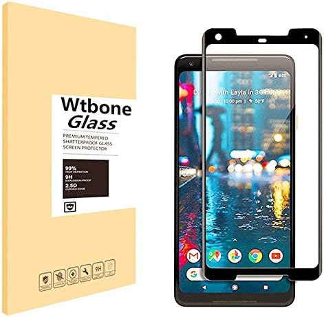 Black - Google Pixel 2 XL Screen Protector,Wtbone Ultra-Clear Bubble-free Tempered Glass Screen Protector for Google Pixel 2 XL [2-Pack]