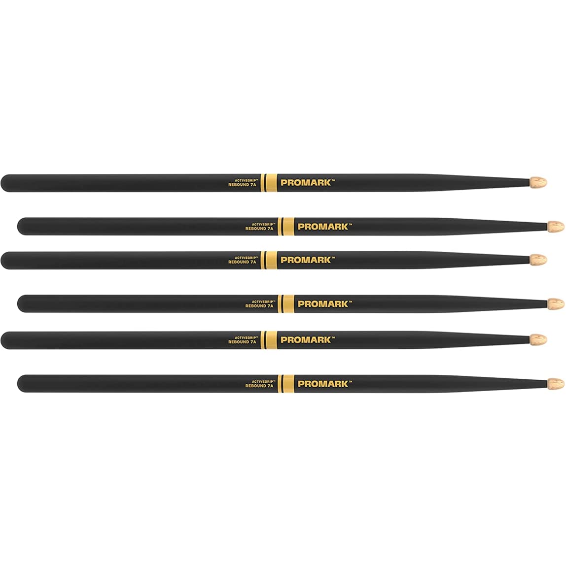 3 PACK Promark Rebound 7A ActiveGrip Hickory