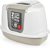 Petface Hooded Corner Cat Litter Tray 56L x 38W x 46H cm with Scoop view 9