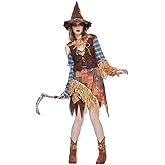 EraSpooky Women Wicked Scarecrow Costume Adult Halloween Straw Dress Kit