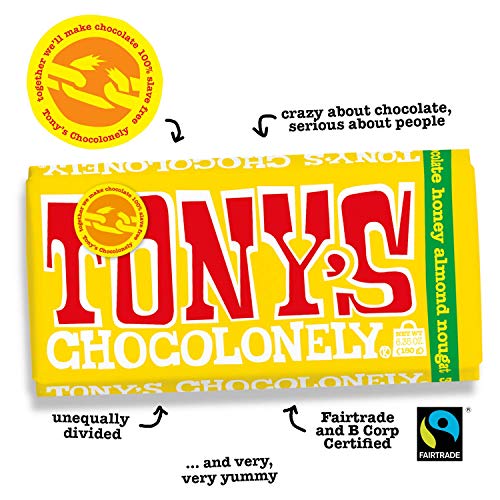 Tony's Chocolonely 32% Milk Chocolate Bar with Honey Almond Nougat, 6.35 Ounce