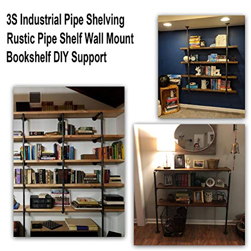 Industrial Pipe Shelving, Retro Rustic Iron Pipe Shelf Wall Mount Shelf Bookshelf Unit,Mounted Bracket,No Planks(2 pcs),Black.