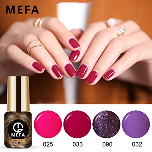 Gel Nail Polish Set of Red Purple Glitter