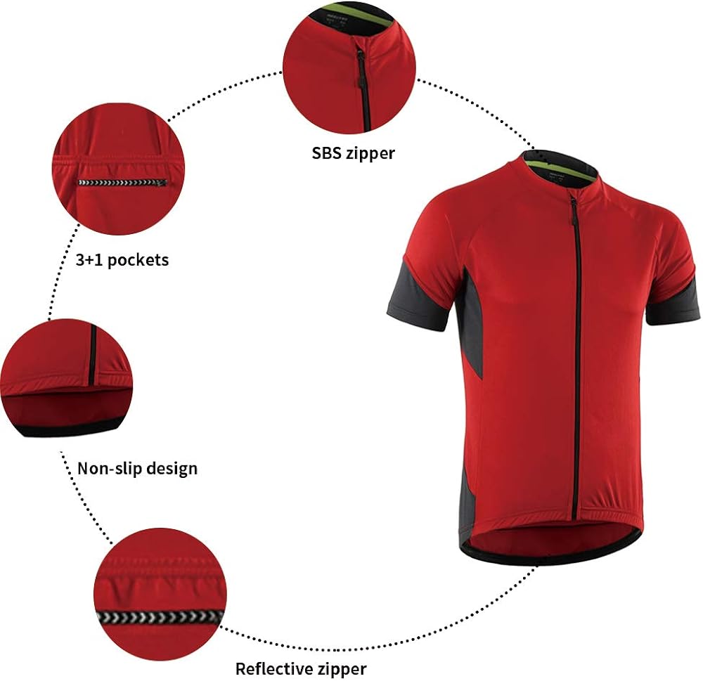 Dooy Cycling Bike Jersey Men Short/Long Sleeve Biking Shirts with 3+1 RearPockets, Breathable Quick Dry Bicycle Jerseys : Clothing