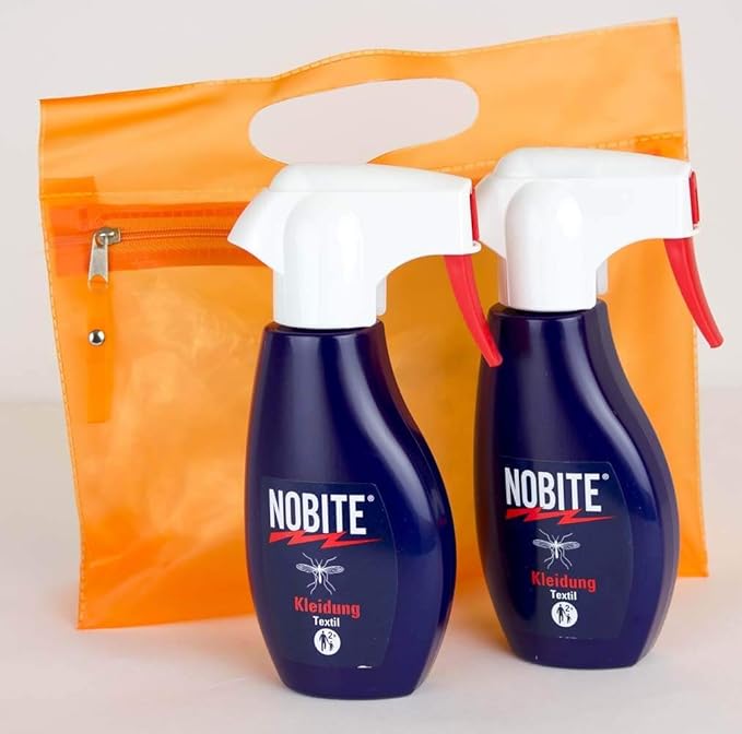 Nobite Doppelpack Mückenschutz Anti Mücken Zecken Moskito Insekten Mückenspray für Kleidung 2x200ml + RennerXXL Kulturbeutel