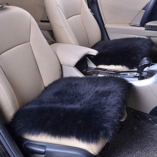AYCYNI Wool Car Seat Cushion, Comfortable And Ventilated Car Seat Cover, Carpet With Non-Slip Backing Car Office Kitchen, Household Non-Slip Universal Winter Seat Cover,Yellow,black