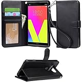 LG V20 Case,Arae LG V20 Wallet Case with Kickstand and Flip Cover, Black