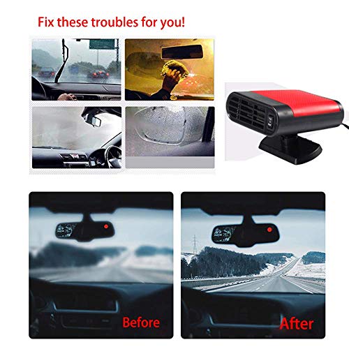 Portable Car Heater Car Defroster with Air Purification 12V 150W Auto Car 30 Seconds Fast Heating Defrost Defogger Demister Vehicle Ceramic Heater Fan for Windshield (Red) - Thumbnail 5