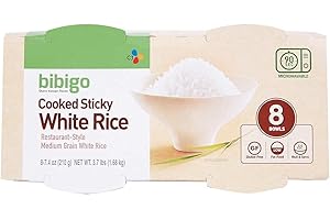 bibigo Restaurant-Style Cooked Sticky White Rice, 8 - 7.4-ounce Bowls