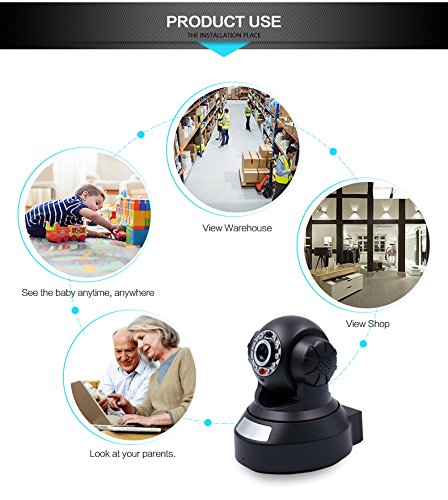 Swark Wireless IP Camera , 720P Dome Camera Remote Monitor with iOS, Android APP-Black