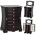 Best Choice Products Handcrafted Wooden Jewelry Box Organizer Wood Armoire Cabinet Storage Chest - Dark Brown