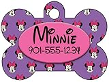 Disney Minnie Mouse Purple Dog Tag Pet Id Tag Personalized w/ Your Pet's Name & Number