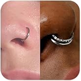 MODRSA Silver Cartilage Earrings for Women Helix Piercing Jewelry Double Hoop Earring Hypoallergenic Small Cartilage Hoop Second Hole Earrings for Women 16G Septum Ring 18G Clicker Nose Ring 8mm