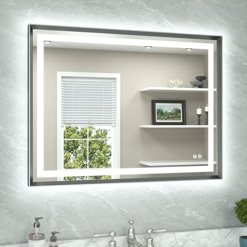 TETOTE Led Bathroom Mirror Brushed Gunmetal