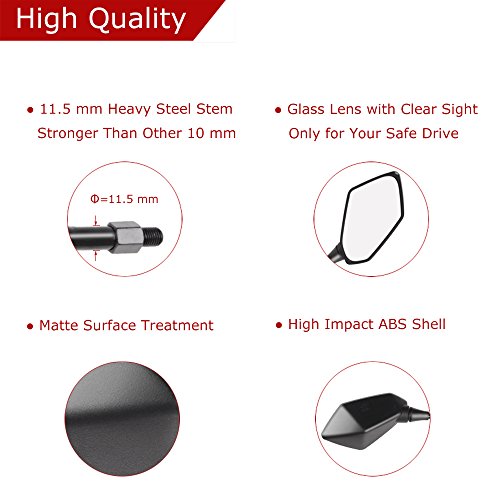 image for Goodway Universal Motorcycle Mirrors with M8 M10 Clockwise and Counter