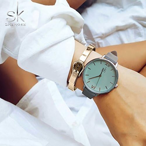 SHENGKE Classic Simplicity Women Watch Genuine Leather Strap Elegant Women Watches Ladies Wristwatch(K0056L-Grey) - Image 4