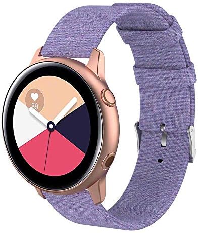 EUYOUZI Replacement Watch Bands Compatible with Samsung Galaxy Watch Active 20mm Soft Canvas Band Replacement Strap Wristbands Purple