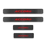 For Honda Accord Door Sill Protector Reflective 4D Carbon Fiber Sticker Door Entry Guard Door Sill Scuff Plate Stickers Auto Accessories 4Pcs Red