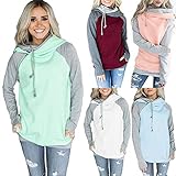 Hoodies for Women Oblique Zipper Sweatshirts Long Sleeve Hooded Tops Spliced Color Casual Pullover
