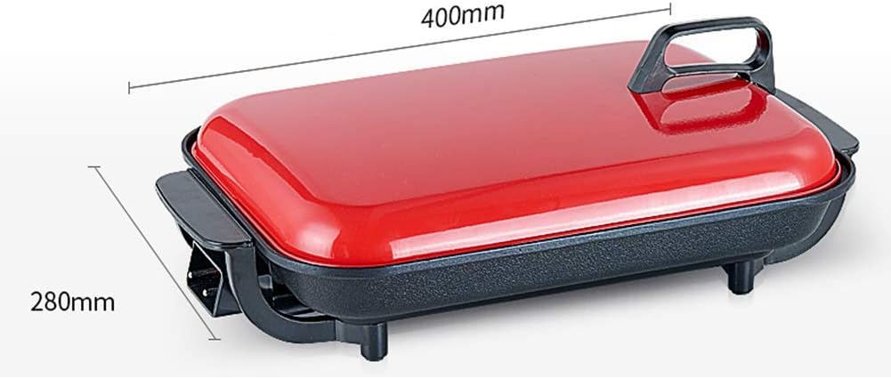 review Electric Teppanyaki Table Grill, 400280mm Non-Stick Griddle 5 files with Adjustable Temperature, BBQ Hot Plate Barbecue - Large Electric Health Grill - Teppanyaki Style 1400W