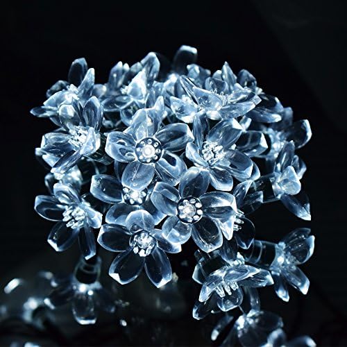 Solar String Lights, 21ft 50 LED Fairy Blossom Flower Christmas Decorative Lighting for Outdoor, Home, Lawn, Garden, Wedding, Patio, Party and Holiday Decorations (Fairy Blossom White)