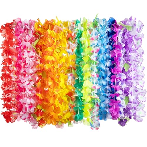 JOYIN Pack of 60 Hawaiian Flower Necklaces, Hawaiian Necklace, Tropical Hawaiian Luau Flowers Lei for Dress, Party Favours, Beach and Themed Birthday (5 Dozen)