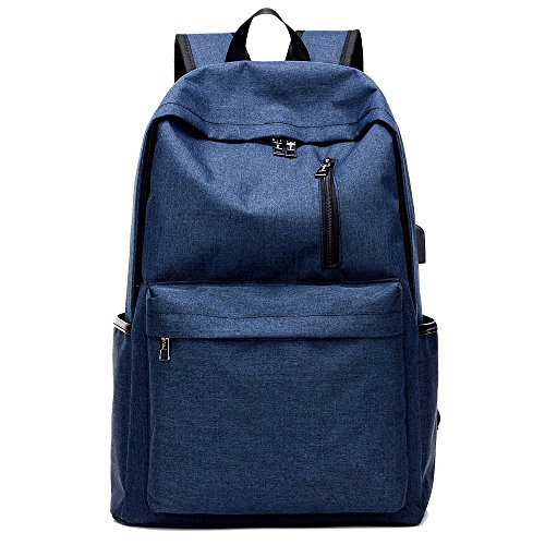 Laptop Backpack Men Women Casual Business Rucksack Shoulder Backpack with USB Charging Port(0221) (Blue)