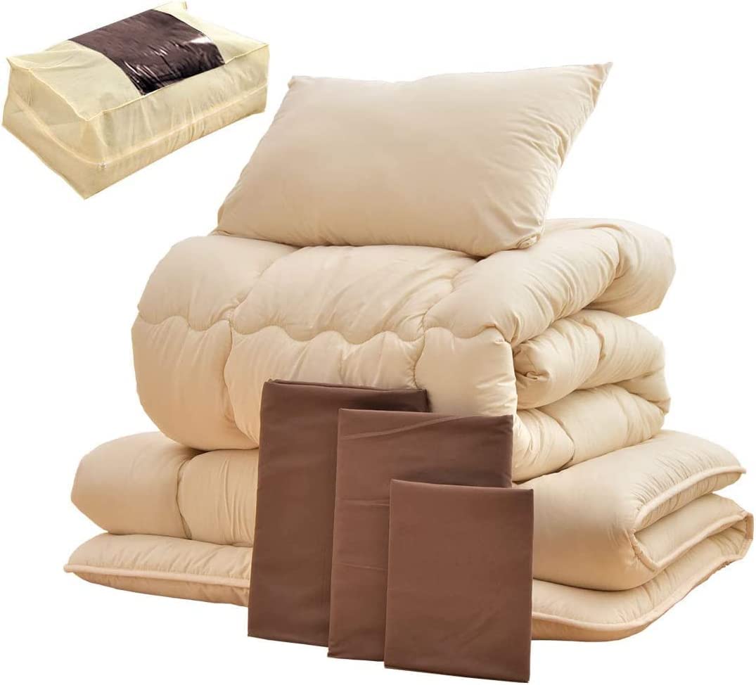 タンスのゲン 布団セット シングル 7点セット【高密度固綿 三層敷布団】カバー付き 抗菌 防臭 防カビ 洗える 収納ケース付き ホコリが出にくい 掛布団 敷布団 枕 26700013(80654)商品画像