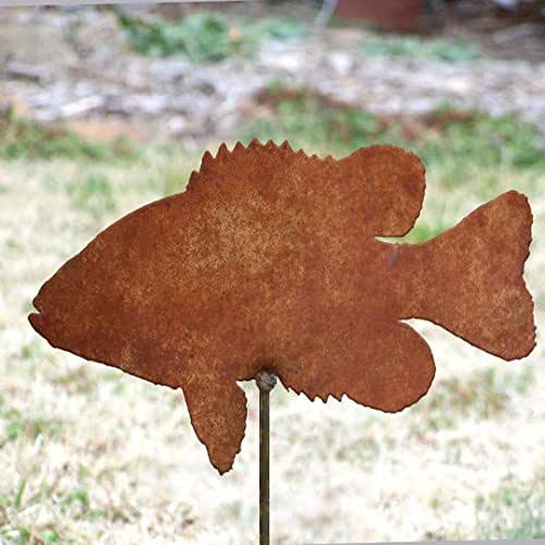Metal bass stake Metal fish sculpture Bass yard marker
