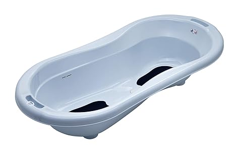 Rotho Babydesign TOP Xtra Große Badewanne, Mit 2 Antirutschmatten und Ablaufstöpsel, Ideal für 2 Kinder, 0-12 Monate, TOP Xtr