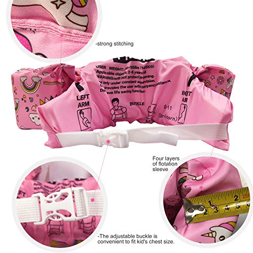 UMARDOO Kids Life Jacket for Swimming Pool Child Swim Sleeves Vest for Kids from 30 lbs to 50lbs. (Pink) - Thumbnail 3