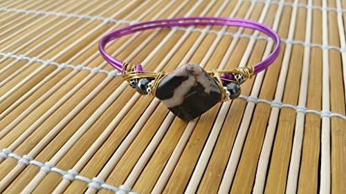 Purple Aluminium and Black Marble stone stackable bangle bracelet
