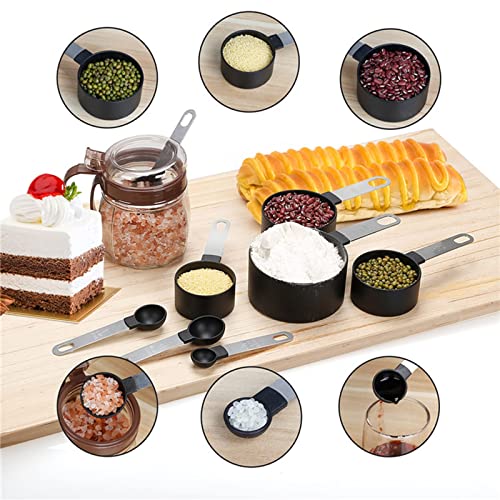 8 Cucharas Medidoras y Tazas Medidoras,Herramientas de Medición de Cocina Apilables con Mango de Acero Inoxidable,Tazas Medidoras de Cocina para Medir Líquidos y Los Ingredientes