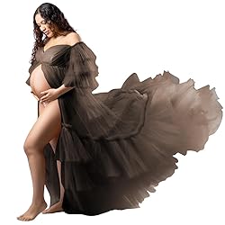 Tianzhihe Fluffy Tulle Maternity Robe for