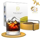 Large and Absorbent Coasters for Drinks | Bamboo Coasters with Holder
