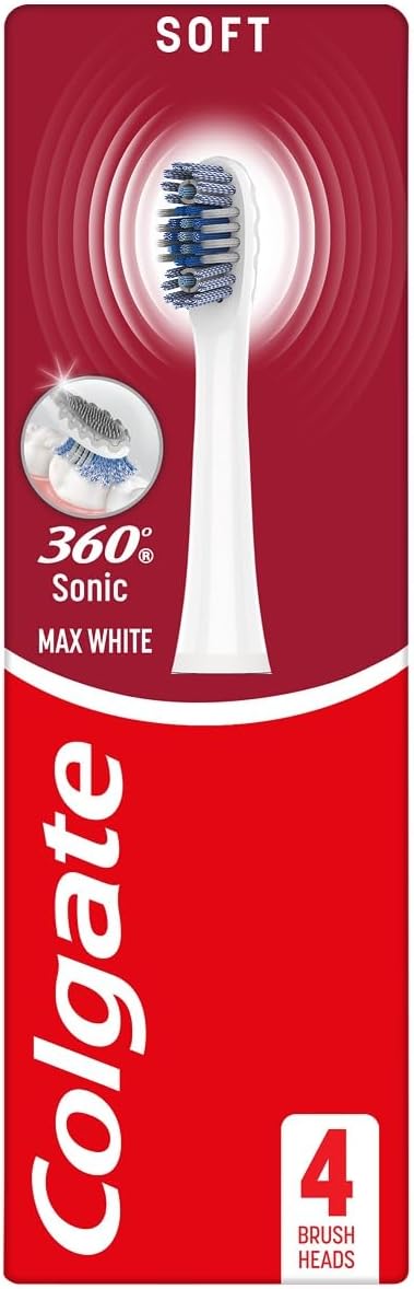 Colgate 360 Sonic Max White Battery Powered Toothbrush Refills Slim Tip Soft