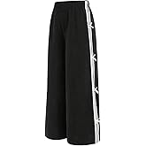 SOLY HUX Girl's Bow Pants Y2k Striped Side Elastic Waist Wide Leg Baggy Long Pants Trousers