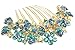 AnVei-Nao Womens Luxury Bohemia Flower Rhinestones Bridal Heavy Hair Combs Accessories Blue