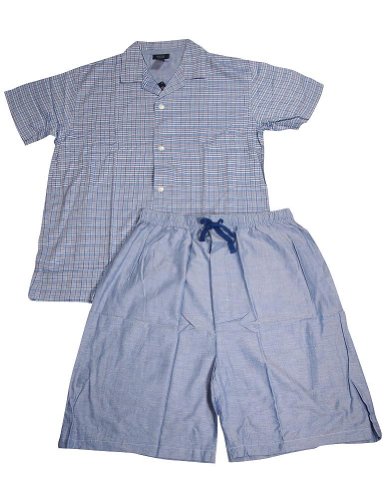 Izod - Mens Short Sleeve Knee Length Plaid Pajamas