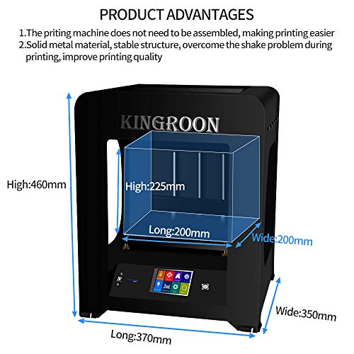 3D Printer, Kingroon Fully Assembled with Touch Screen Assisted Level and Printing Space(200x200x225mm), Free MicroSD Card Preloaded with Printable 3D Models