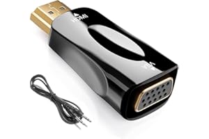 HDMI to VGA Adapter Converter mini, 1080P Male to Female Cord for Computer, Desktop, Laptop, PC, Monitor, Projector, HDTV, Ch