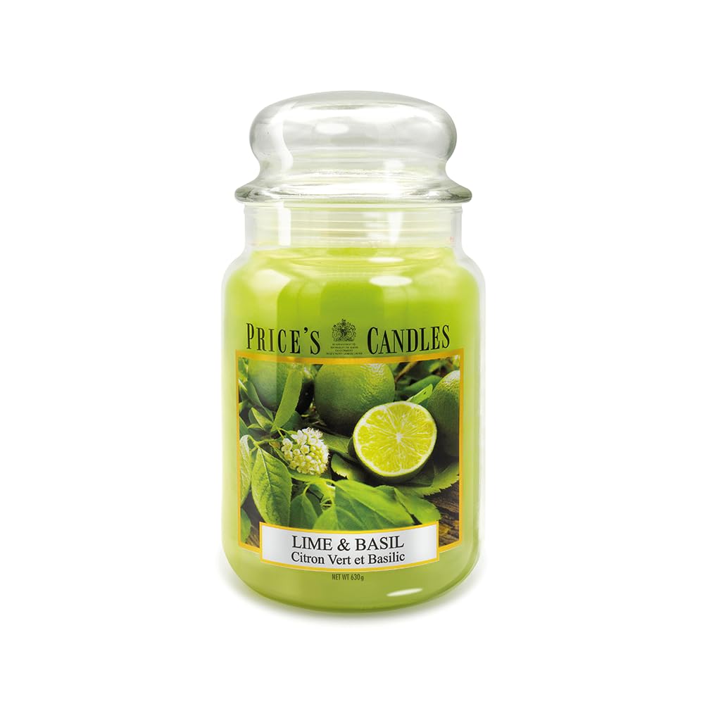 Price's - Lime & Basil Large Jar Candle - Sweet, Delicious, Quality Fragrance - Long Lasting Scent - Up to 150 Hour Burn Time