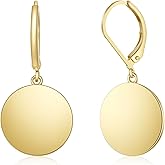 Disc Leverback Earrings for Women, Flat Dangle Earrings for Women, Fashionable Dangle Earring, Simple Versatile Light Luxury Style Small Disc Pendant Earring(Gold)