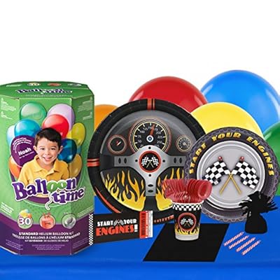 Racecar Racing Party Supplies - Party Pack with Helium for 16 Guests