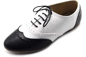 Ollio Women's Shoe Classic Lace Up Dress Low Flat Heel Oxford